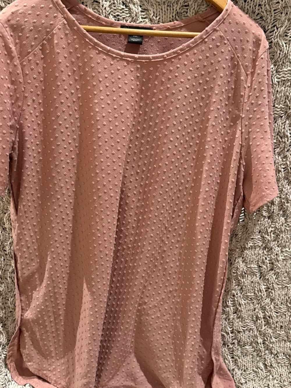 Adrianna Papell Dusty Rose Swiss Dot Short Sleeve Top
